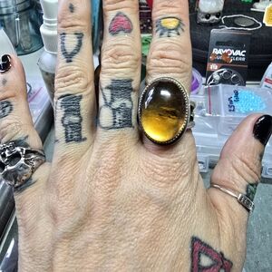 .925 Sterling Silver Citrine Handmade Ring - Size 6